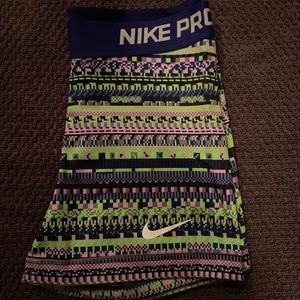 Nike Pro 3” compression shorts- lime green and purple
